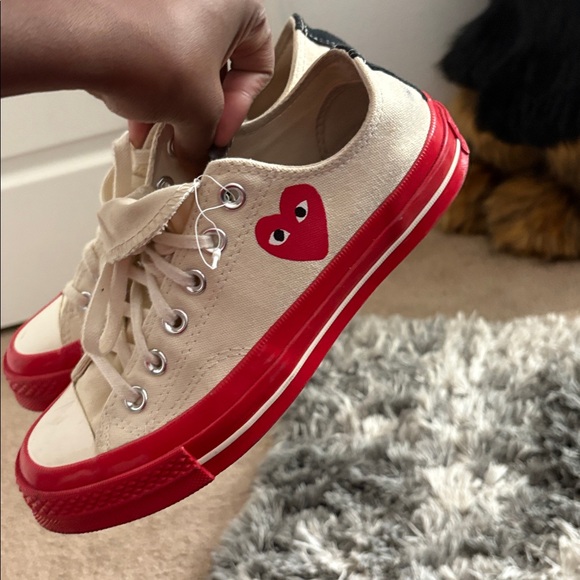 Converse Cream and Red Heart Sneakers - Picture 2 of 3